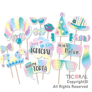 PHOTO PROPS FELIZ CUMPLE COLOR PASTEL X 15